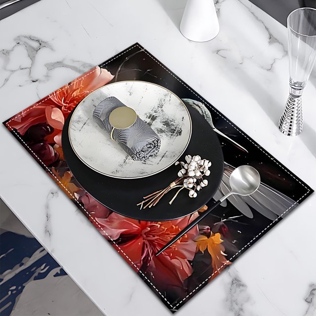 TIMIFIS Ensemble de Table pour la Saint-Valentin, Napperons Isolants, Sets de Tasses en Lin Imprimé, Gadgets de Cuisine