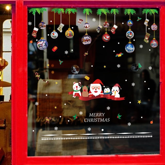 Adhesivo de pared impermeable para ventana de cristal, adhesivo navideño para ventana