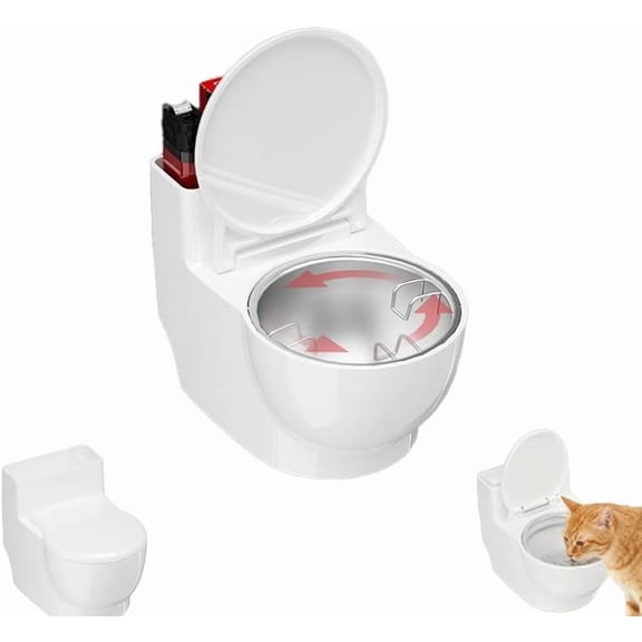 Toilet-Shaped Gravity Pet Water Fountain for Cats & Dogs | BPA-Free Auto-Refill Funny Water Bowl | Encourages More Hydration | Small Hilarious Pet Drinking Dispenser for Home Use