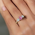 thumbnail image 4 of Gem Stone King 18K Yellow Gold Plated Silver 3-Stone Ring Oval Pink Moissanite and Topaz Sky Blue (2.42 Cttw, Size 7), 4 of 6