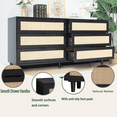 thumbnail image 5 of 6 Drawer Dresser Natural Rattan Dresser, Wood Chest of Drawers Wide Storage Cabinet for Bedroom, Living Room, Hallway, 5 of 8