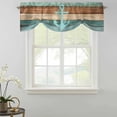 thumbnail image 2 of Blue Anchor Tie Up Window Valance Turquoise Brown Wood Grain Retro Strip Tie-up Valance for Kitchen Windows Adjustable Small Curtain Balloon Shades for Kitchen Bathroom Cafe 60x18inch, 2 of 9