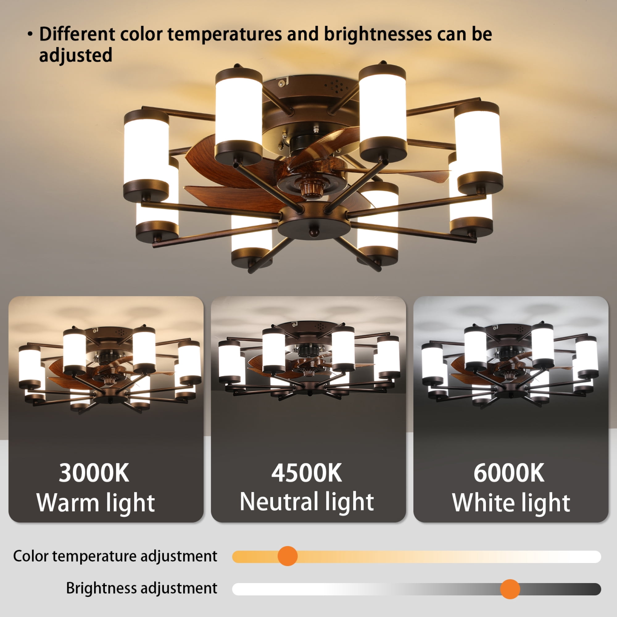 Jopath 22" Modern Ceiling Fan with LED Light, 5-Blade Fan and Cylindrical Light Fixtures for Bedroom Living Room Dining Room