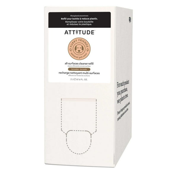 ATTITUDE Furry Friends, All Surfaces Cleaner, Lavender, Pet cleaning products, Cleaning products for dogs, 2L