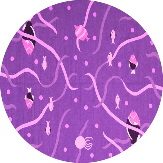 Ahgly Company Indoor Round Abstract Pink Contemporary Area Rugs, 3' Round