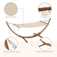 thumbnail image 5 of Outsunny Outdoor Hammock with Stand, Heavy Duty Wooden Frame, No Tree Needed, Indoor Outside Boho Style Nap Bed, Natural Cotton, White, 5 of 9