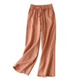 thumbnail image 2 of Kmdttou Women Loose Fitting High Waisted Linen Wide Leg Long Pants Appear Slim And Color Pants, 2 of 9