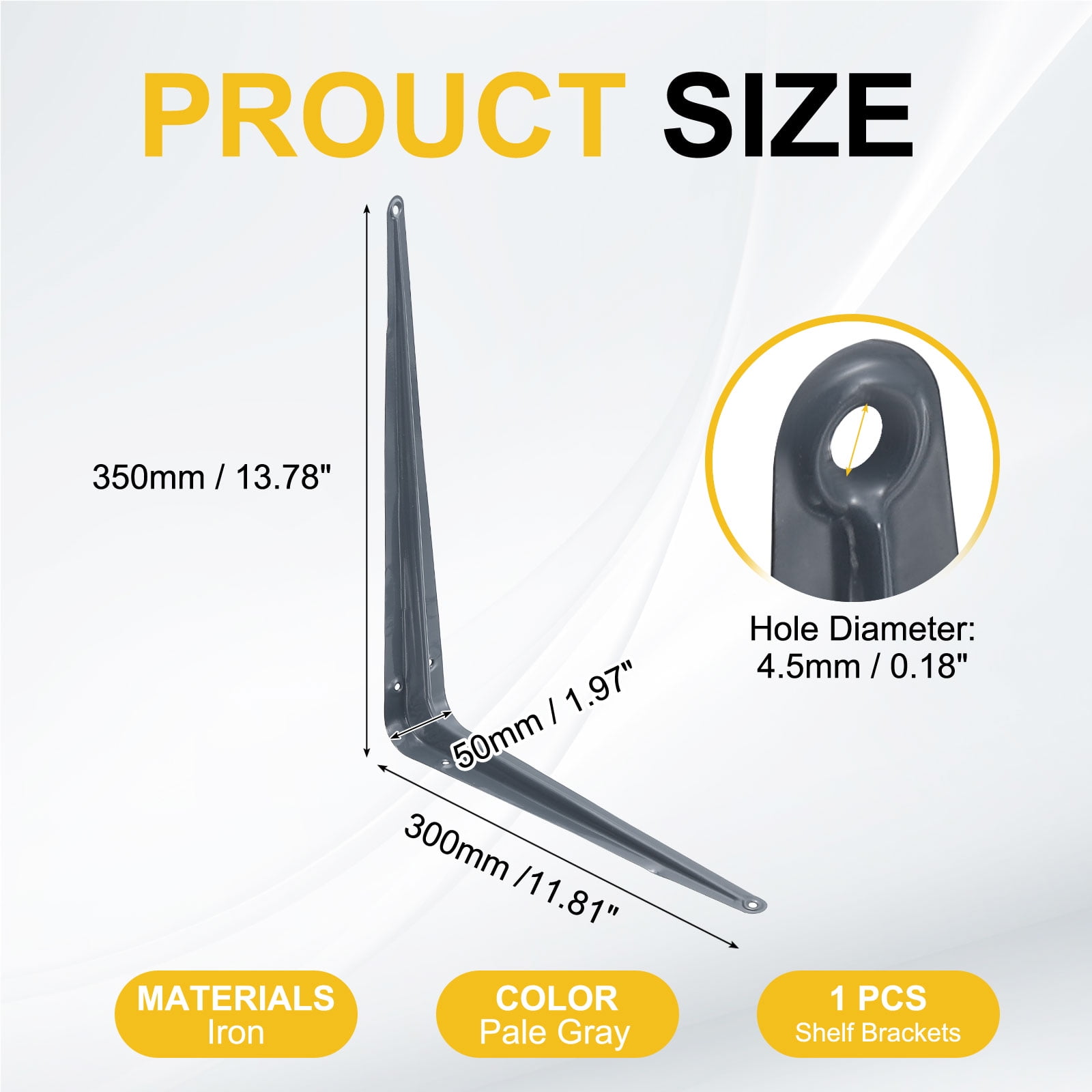 Uxcell Shelf Brackets 12 x 14 Inch, 1 Pack Iron Metal Floating Shelf Bracket Wall Corner Angle Shelving Bracket for Wall Hanging Shelves, Wood Boards, Dark Gray