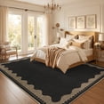 thumbnail image 4 of Nanan 5'x7' Modern BordeOrange Area Rug Natural Solid Rug, Farmhouse Washable Rug Non-Slip Indoor Carpet for Living Room Bedroom Home Office, Black, 4 of 9