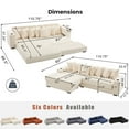 thumbnail image 2 of 110.75" Modular L-Shaped Cloud Sofa, Beige Corduroy Fabric Sectional Couch for Living Room, with Movable Ottoman, Cup Holders & Side Pocket, Includes 8 Throw Pillows, Unfolds into Bed, 2 of 9