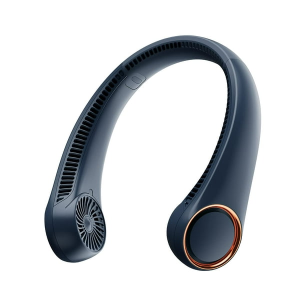 Ventilador de cuello Gaiatop portátil recargable con manos libres, color azul marino