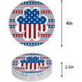 thumbnail image 1 of RYLABLUE Independence Day American Flag Clover Set of 6 Round Coaster for Drinks, Absorbent Ceramic Stone Coasters Cup Mat with Cork Base for Home Kitchen Room Coffee Table Bar Decor, 1 of 5