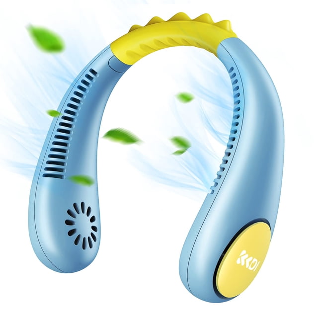 Ventilador de cuello para niños, ventilador portátil sin aspas para niños de 4 a 14 años, niñas y niños, mini ventilador personal USB de 2600 mAh para viajes/campamento/estudio, 4 velocidades, ligero,