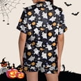 thumbnail image 5 of Halloween Pajamas Women Ghost Pumpkin Print Short Sleeve Button Shirts Shorts Sets Spooky & Cute 2 Piece Pjs Sets (Black L), 5 of 6