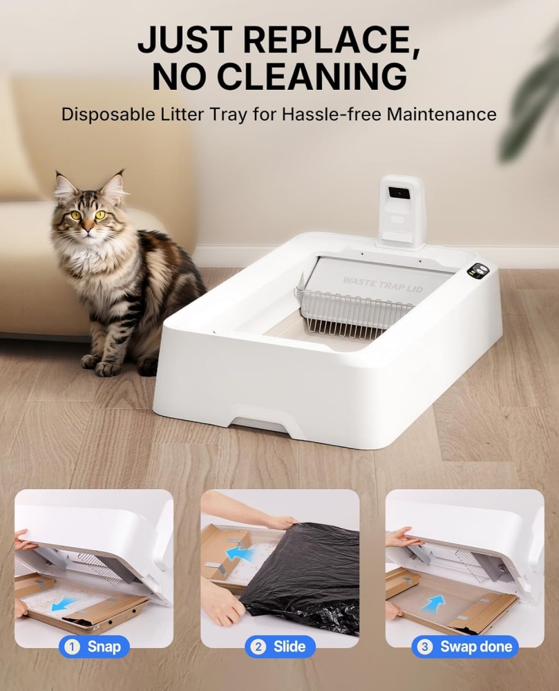 PETKIT Open-Top Self Cleaning Cat Litter Box, Urinary Health Monitor Automatic Cat Litter Box, with 2-Way Raking/5G WiFi/Safety Sensors/Odor Control