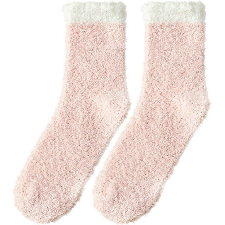 3Pairs Fluffy Cuddly Socks for Women Soft Fluffy Warm Socks,Pink