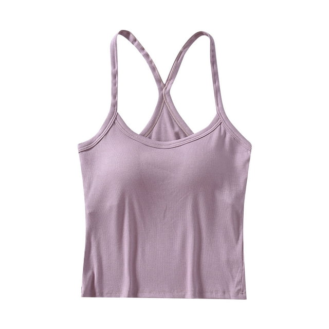 UPPADA Camisoles d'Été pour Femmes Col Ras du Cou Unies Basiques Chandails Tendance Décontractés sous-Maillots Sans Manches Débardeur de Sport Athlétique Rose,P