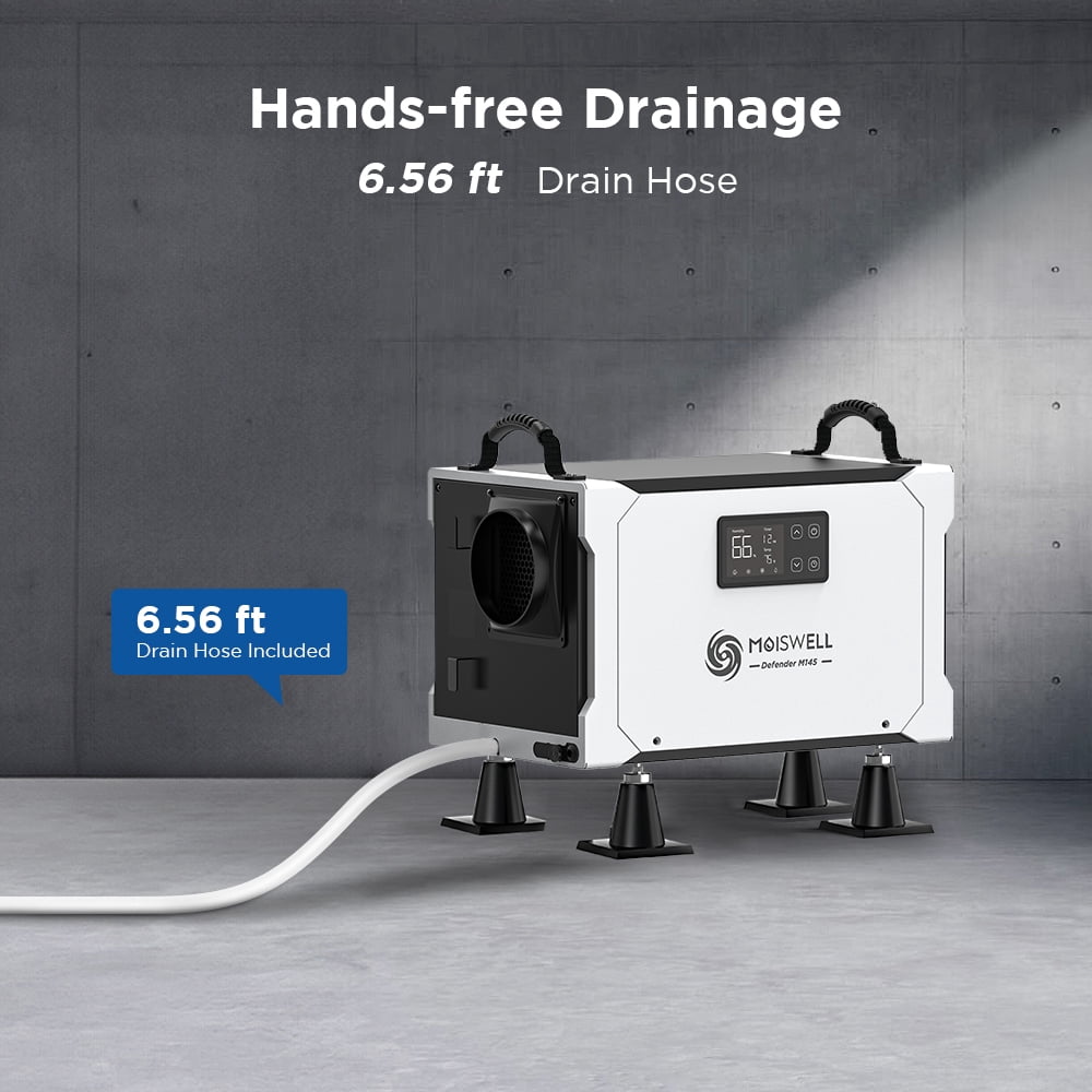 Moiswell 155 Pint Commercial Dehumidifier with Drain Hose – Energy Star Certified for Basements & Crawl Space