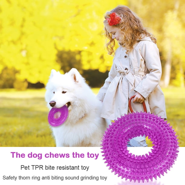 Tmvgtek Tpr Perro Masticar Juguete Círculo Anillo Diente Limpio Molar Sonido Mascota Cachorro Juguete (Púrpura) Tmvgtek Para estrenar