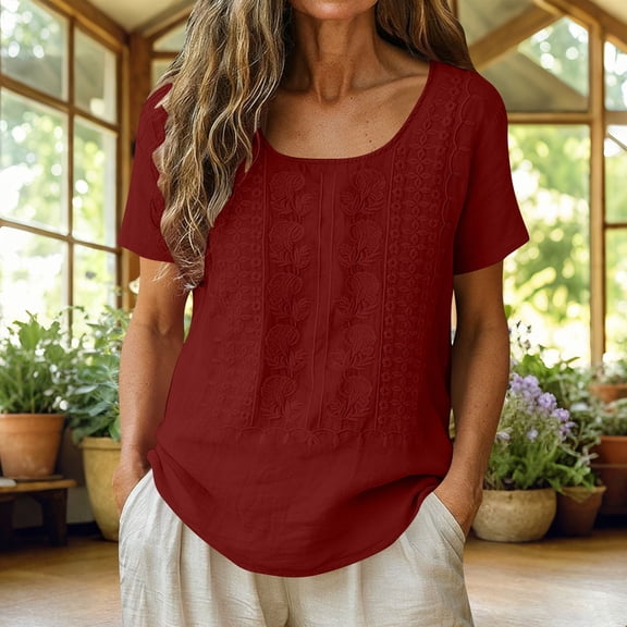 Blczomt Cute Spring Tops for Women Trendy Red Tees Casual Y2K Womens T Shirts