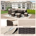 thumbnail image 7 of AECOJOY 7 Piece Patio Furniture Set PE Rattan Outdoor Dining Set Sectional Sofa Couch with Table Patio Conversation Set in Beige, 7 of 7