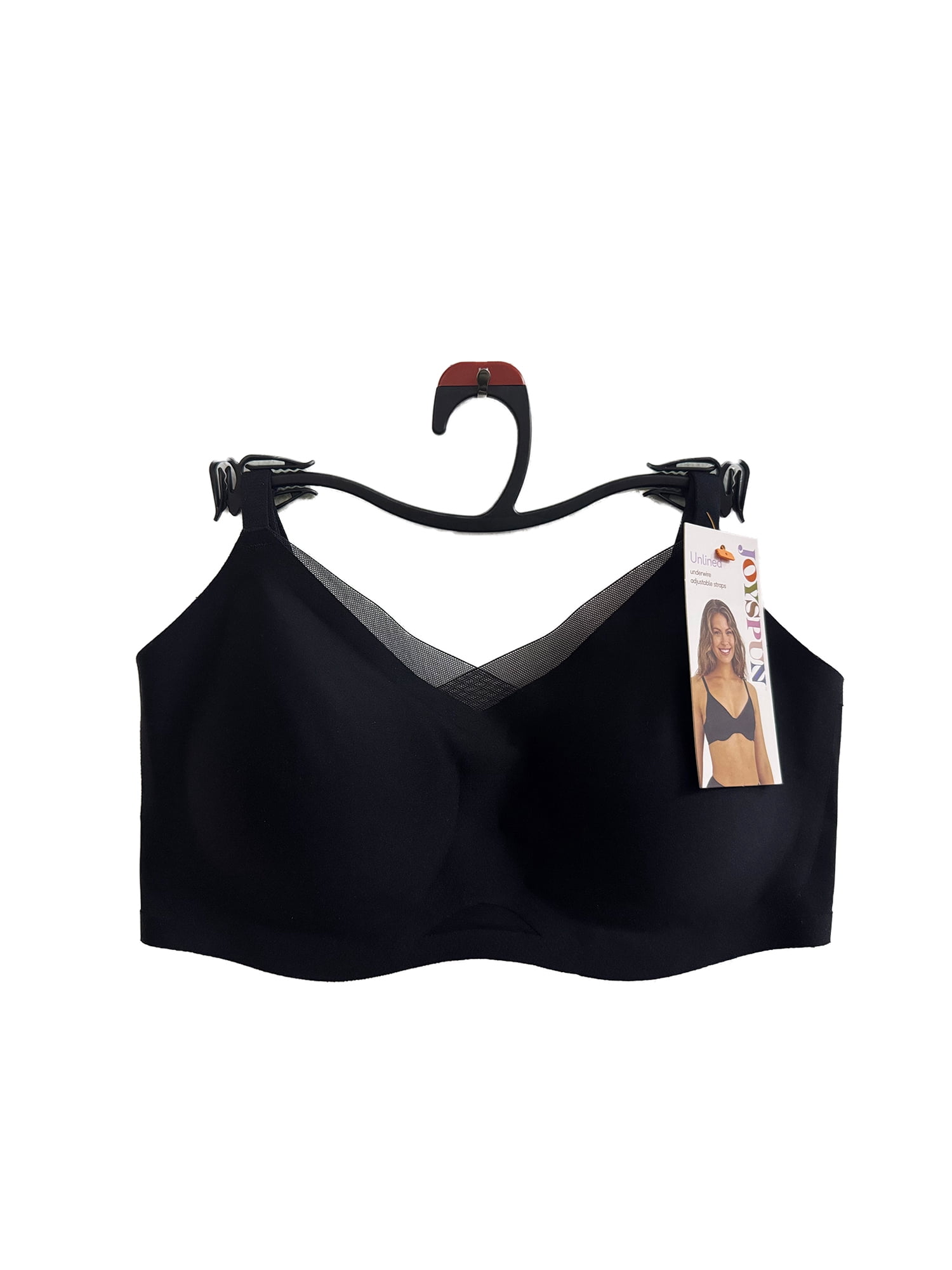 Joyspun Women’s Wireless Bonded Bra with Mesh Inserts, Sizes XS-XXXL