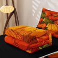 thumbnail image 5 of Erosebridal Autumn Pumpkin Zipper Twin Comforter Sets with Fitted Sheet and 2 Pillowcases, Retro Cottage Zipper Bedding Set for Boys Girls, Orange Dark Green, Black Reversible, 5 of 7