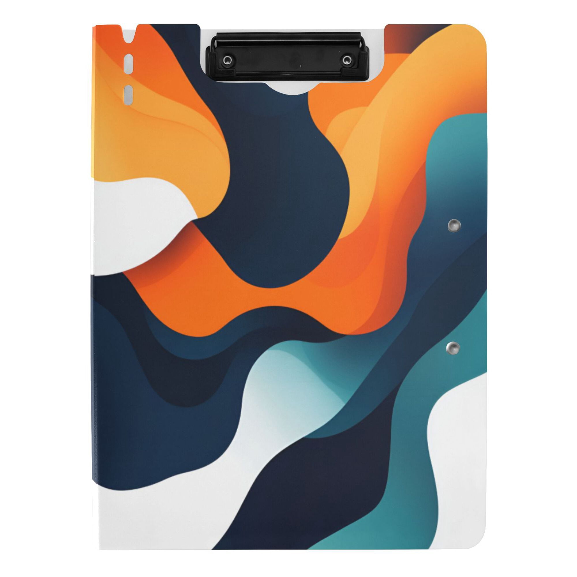 FORMRS A4 Clipboard Folder with Pen Holder Horizontal Foldable School Office Binder, Green Abstract Wavy
