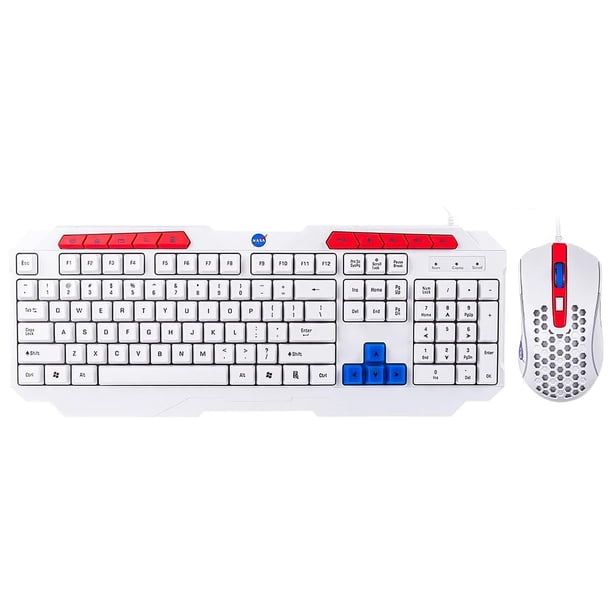 Kit Teclado y Mouse Gamer TECHZONE Alambrico 3600dpi 4 Botones RGB Blanco blanco