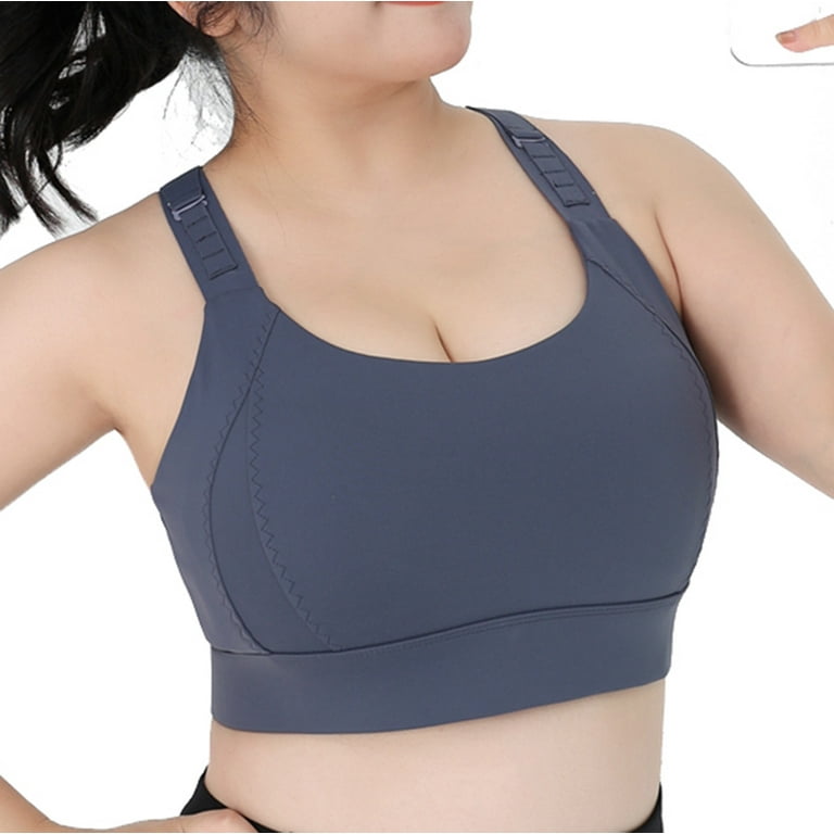 Aueoeo Sports Bras for Women High Support Large Bust, Gym Sports Bra  Women's Front Zipper One-Piece Large Size Sports Underwear Shockproof High-Strength  Yoga Vest Fitness Running Fixed Bra Cover 