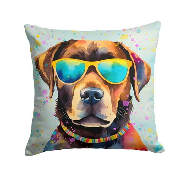 3 x 18 x 18 in. Chocolate Labrador Hippie Dawg Fabric Decorative Pillow