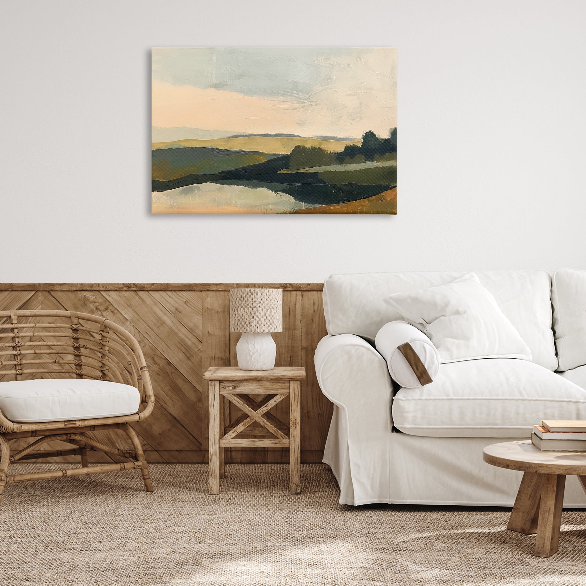 Stupell Industries Green Hills Painting Landscape & Nature Painting Wrapped Canvas Art Print Wall Art, 36 x 24