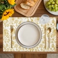 thumbnail image 4 of Yellow Flowers Placemats Set of 8, Country Pastoral Floral Leaves Vines Placemats for Dining Table, Place Mats for Kitchen Tabletop, Waterproof Wipeable Dining Table Mats Set, 4 of 9