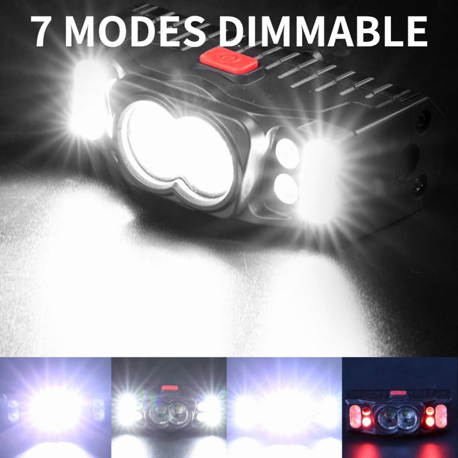 LED Smart Sensor Headlamp 2000 mAh Rechargeable Head Torch 7 Modes Working Headlight Outdoor Waterproof Flashlight Portable Emergency Lamp For Fishing Cycling Hiking