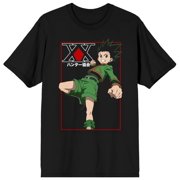Hunter X Hunter Gon Freecss Punch And Kanji Logo Men's Black T-shirt-Large