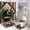 Americana Bear Cub Cabin, variant on 4PCS Nature Brown Bear River Mist Woodland Shower Curtain Set 72W X 72L, Rustic Pine Tree Mountain Print Bathroom Decor, Toilet Lid Cover Non-Slip Rugs and U-Shaped Mat Set 12 Hooks