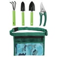 thumbnail image 1 of Juego de herramientas de jardín Uxcell, cinturón de bolsa de herramientas con pala redonda y pala puntiaguda y cultivador de mano y tijeras de podar, verde, 1 of 1