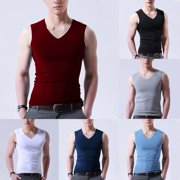 Men Ice Silk Sleeveless Vest V-Neck Tank Top Underwear Undershirt Muscle T-Shirt