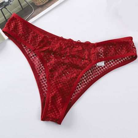 GENGING Low - rise Thong Underwear in Black with Intricate Lace and Mesh Detailing for Comfort and