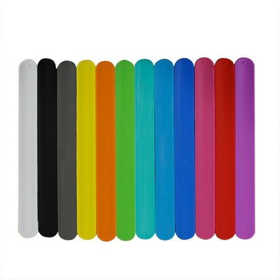 Meijiashe Silicone Slap Bracelets: 12pcs Colorful Wrist Slap Bands