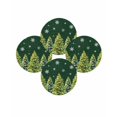 thumbnail image 7 of 13 Inch Round Placemats Set of 4, Christmas Snowflakes Non Slip Heat Insulation PP Table Mats, Xmas Winter Pine Trees Green Washable Place Mats for Kitchen Dining Party Table Decor, 7 of 7
