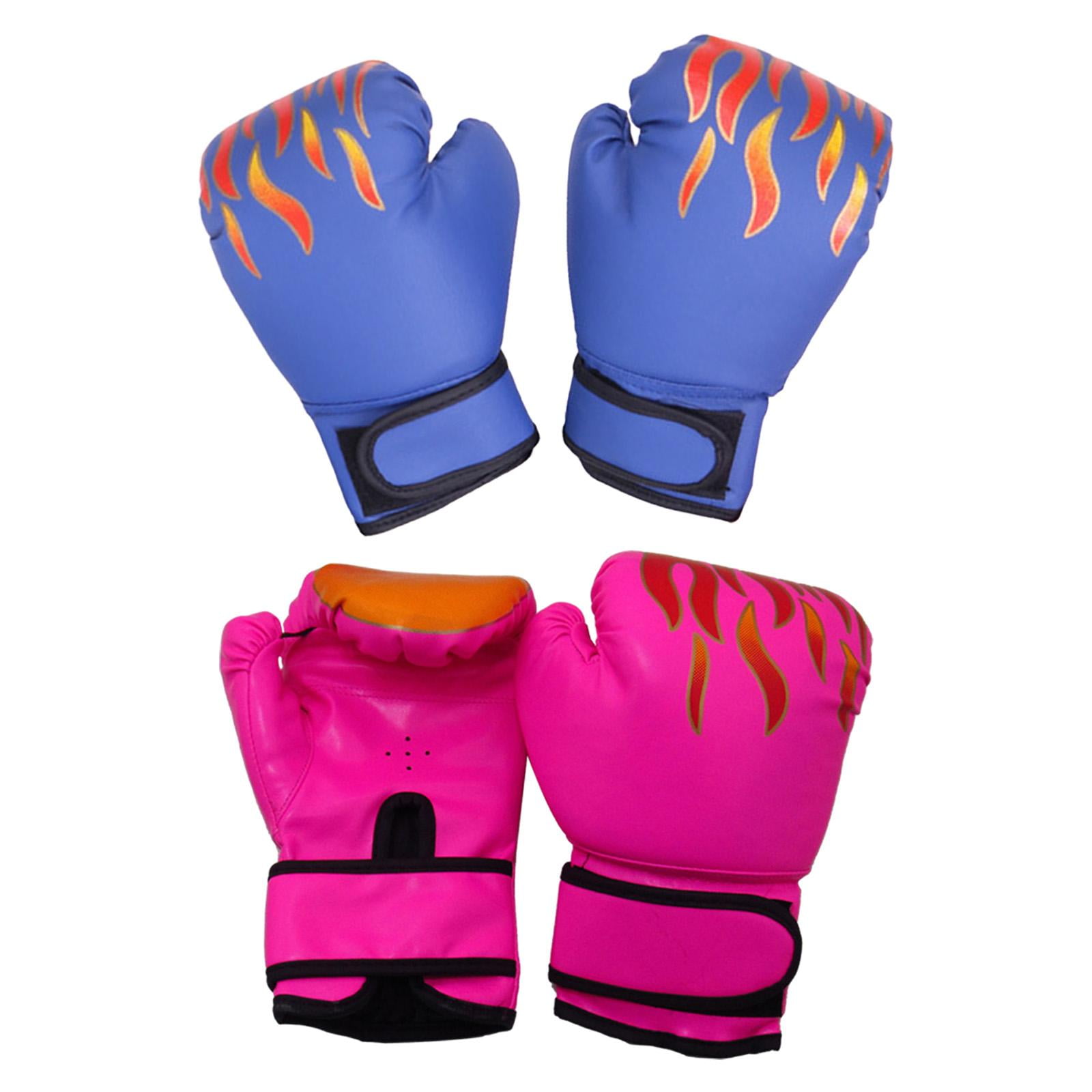 harayaa 2 Pair of Kids Boxing Gloves Punching Gloves Birthday Gift PU Leather Breathable Pink and Blue