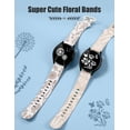 thumbnail image 4 of Wearlizer 2 Packs Floral Engraved Band Compatible with Samsung Galaxy Watch 7/FE/6/5/5 Pro/Watch 4 40mm 44mm/Watch 3 41mm/Active 2 Band Women, Cute Two-Tone Flower Soft Silicone Sport for 20mm Watch, 4 of 7