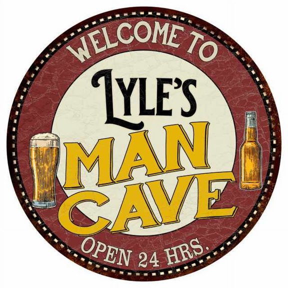 Lyle's Man Cave 14" Round Metal Sign Kitchen Bar Wall Decor 100140035087