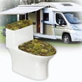 thumbnail image 6 of HELLHERO Green Leaf Pattern Stretch Universal Elastic Edge Polyester Toilet Cover Set Hotel Home Reusable Stays in Place 17x21 Inches 2 Piece Set, 6 of 8