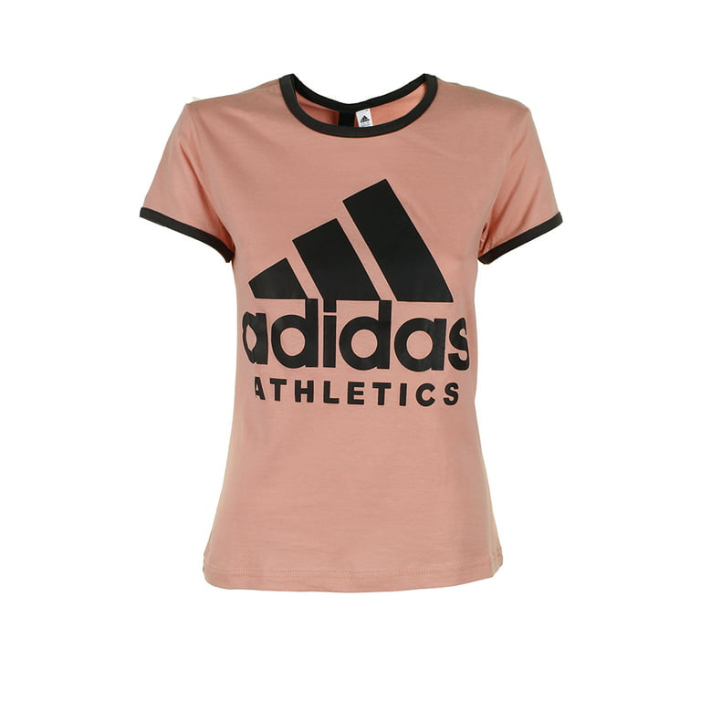 escalada Teseo capacidad Adidas Ladies Short Sleeve Classic Logo Graphic Essential T-Shirt Peach L -  Walmart.com