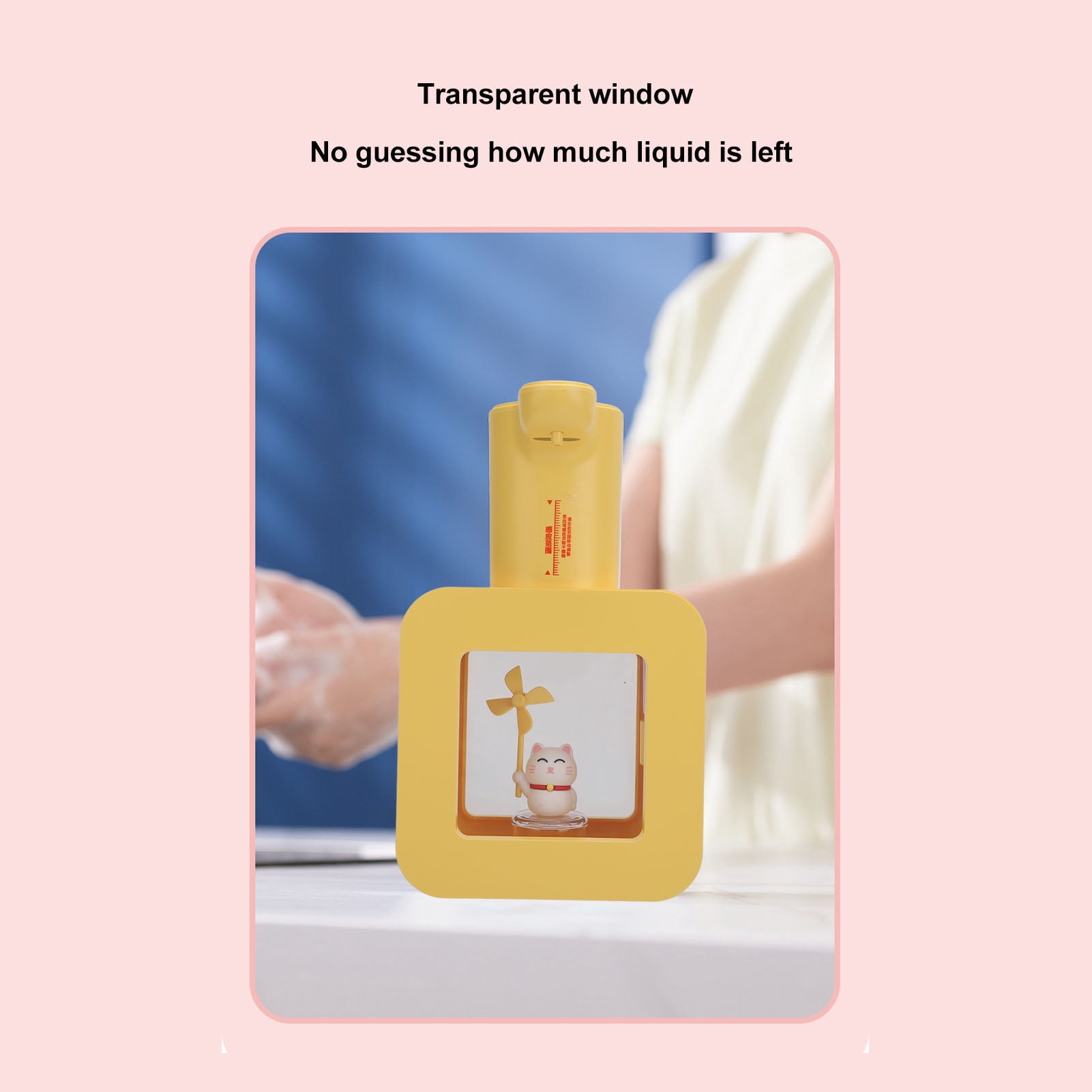 Suodoka Rechargeable Automatic Foaming Soap Dispenser Touchless Motion Sensor 3 Levels Adjustable Wall Mounted Countertop 1200mAh Hand Washer for Kitchen Bathroom Hotel, Yellow (8.27in / 21cm)