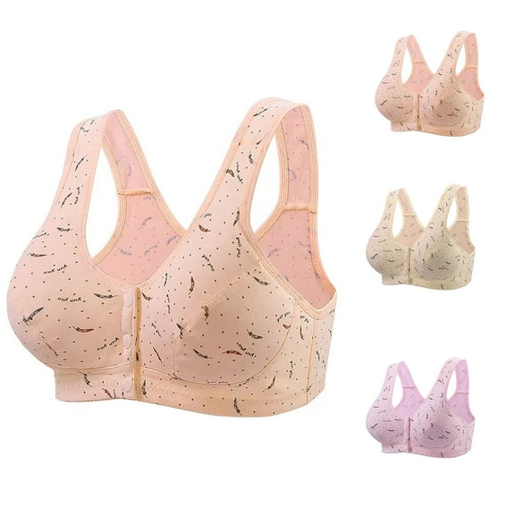 HVOBTTY Womens Front Closure Bra, Bras for Women, Middle Aged and Elderly Bras without Steel Rings Large Size Underwear Front Button Style Bra Comfortable Bra Pink, M