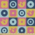 thumbnail image 1 of Abstract Fabric by the Yard Upholstery, Folkloric Birds Flowers and Circles in Squares, Decorative Fabric for DIY and Home Accents, Multicolor by Ambesonne, 1 of 5