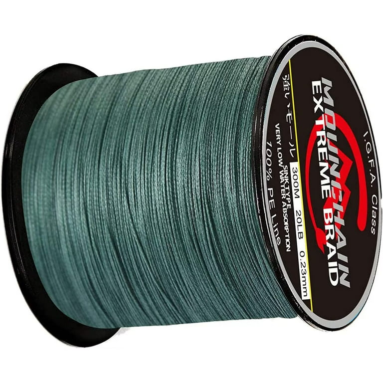 Mounchain Fishing Line 8 Strands 328yds Abrasion Resistant Strong Braided  Fishing Line 40lb, Dark Green 